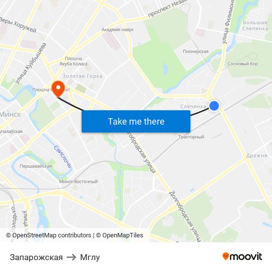 Запарожская to Мглу map