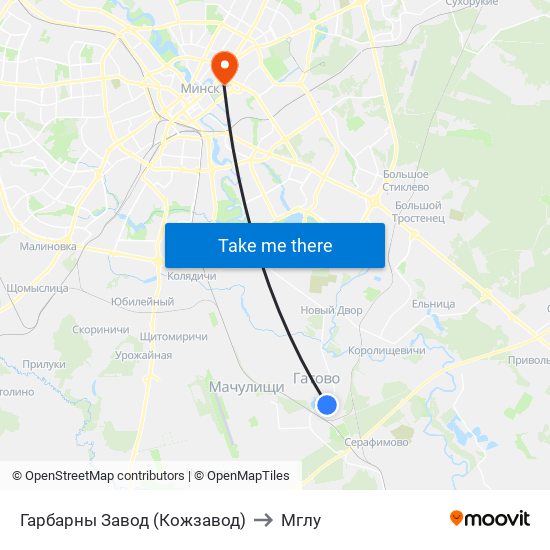 Гарбарны Завод (Кожзавод) to Мглу map