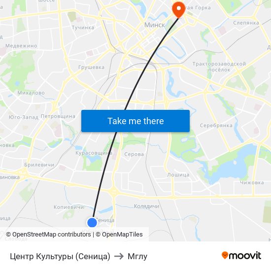 Центр Культуры (Сеница) to Мглу map