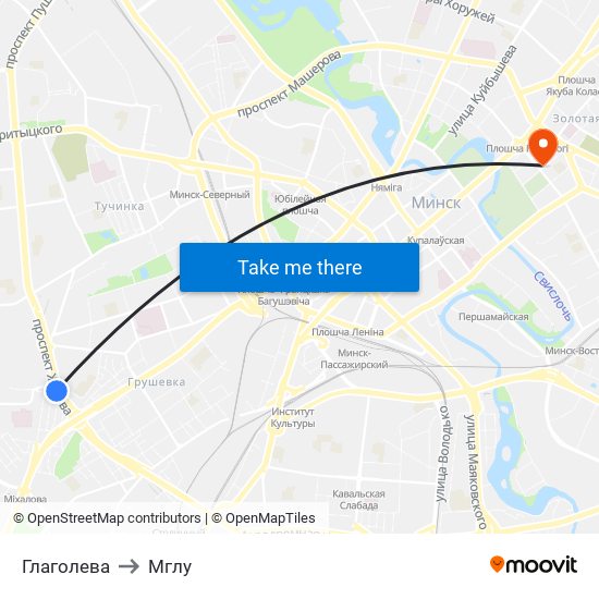 Глаголева to Мглу map