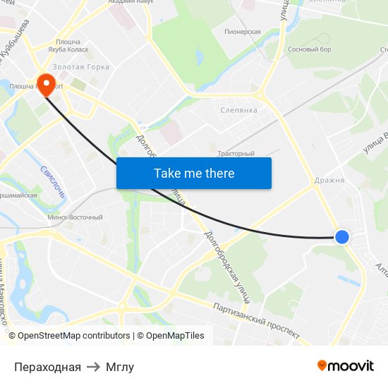 Пераходная to Мглу map