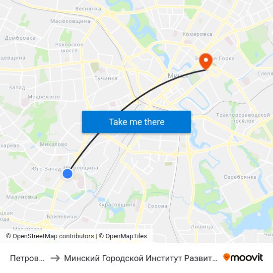 Петровщина to Минский Городской Институт Развития Образования map