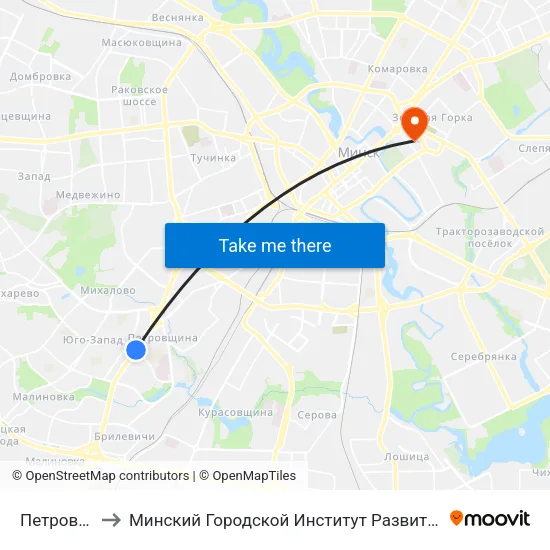 Петровщина to Минский Городской Институт Развития Образования map