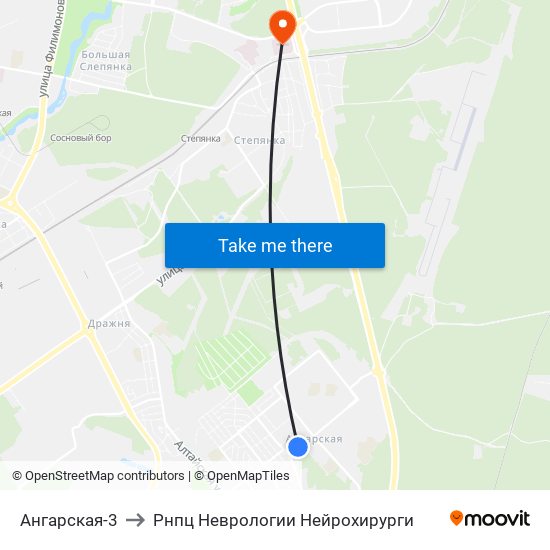Ангарская-3 to Рнпц Неврологии Нейрохирурги map