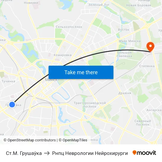 Ст.М. Грушаўка to Рнпц Неврологии Нейрохирурги map