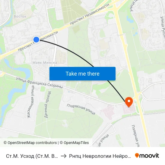 Ст.М. Усход (Ст.М. Восток) to Рнпц Неврологии Нейрохирурги map