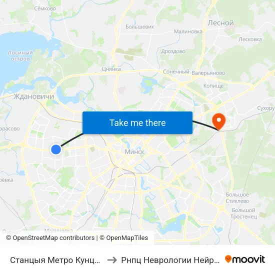 Станцыя Метро Кунцаўшчына to Рнпц Неврологии Нейрохирурги map