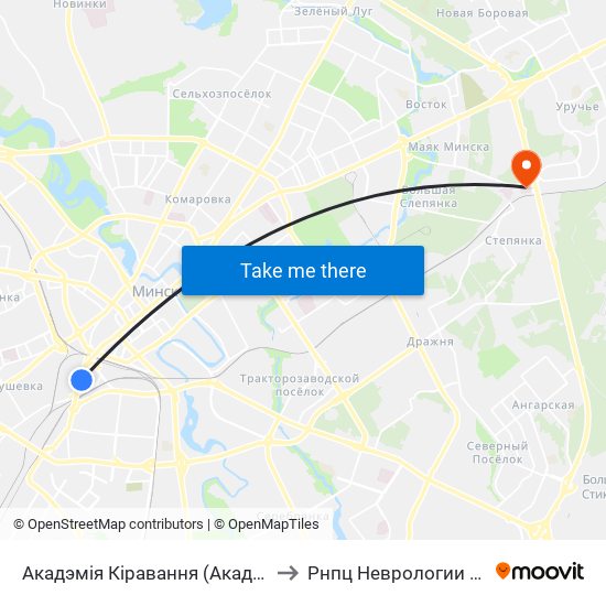 Акадэмія Кіравання (Академия Управления) to Рнпц Неврологии Нейрохирурги map