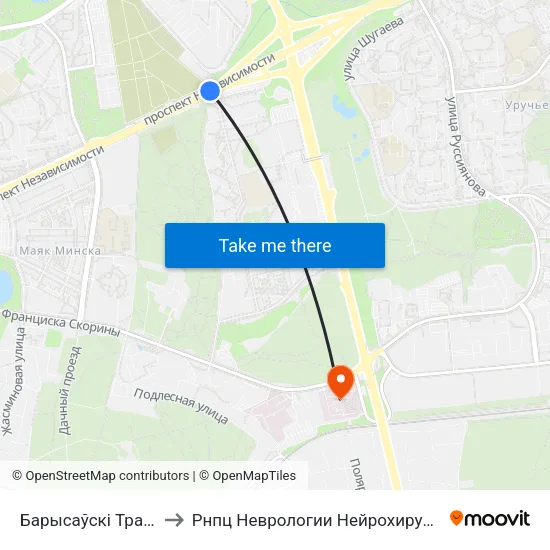 Барысаўскі Тракт to Рнпц Неврологии Нейрохирурги map