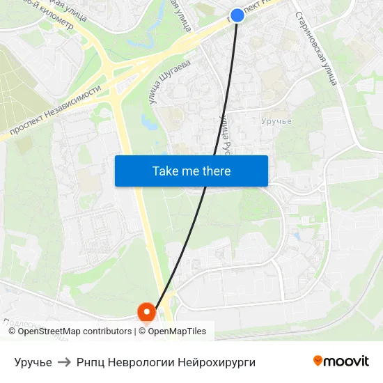 Уручье to Рнпц Неврологии Нейрохирурги map