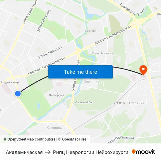Академическая to Рнпц Неврологии Нейрохирурги map