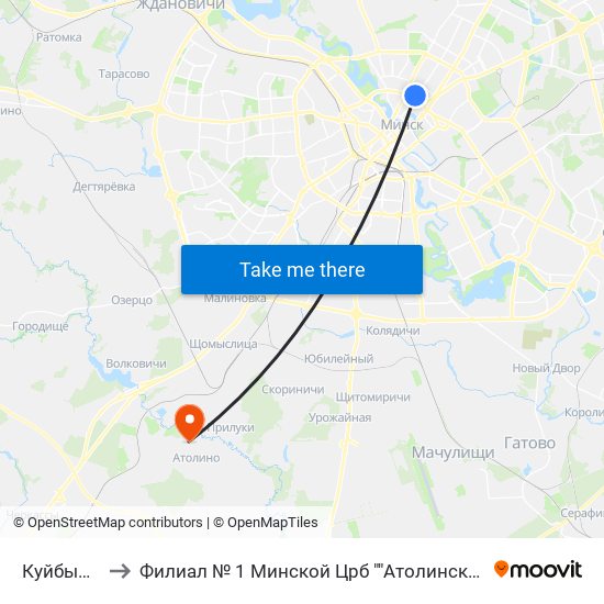 Куйбышева to Филиал № 1 Минской Црб ""Атолинская Больница"" map