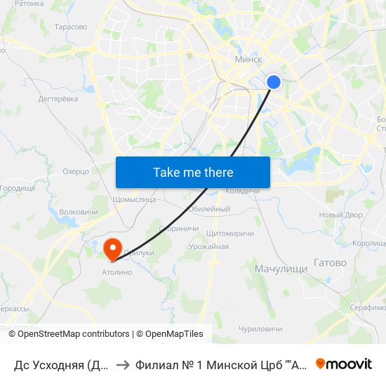 Дс Усходняя (Дс Восточная) to Филиал № 1 Минской Црб ""Атолинская Больница"" map