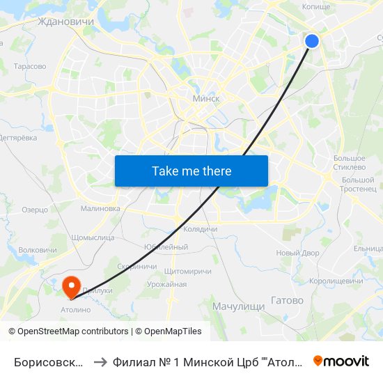 Борисовский Тракт to Филиал № 1 Минской Црб ""Атолинская Больница"" map