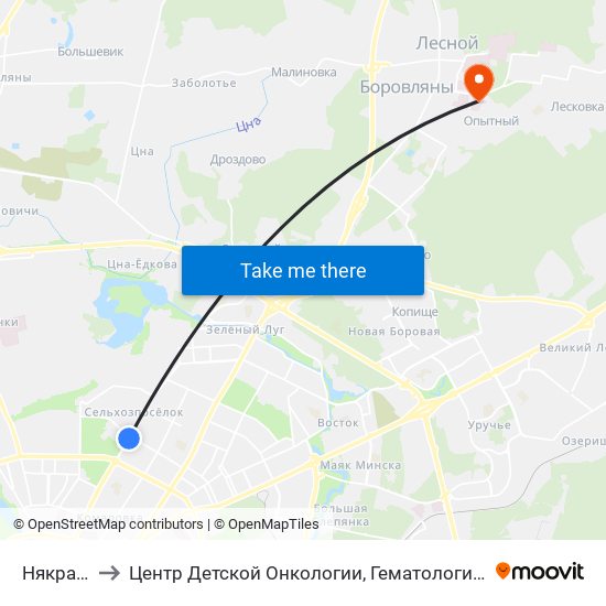 Някрасава to Центр Детской Онкологии, Гематологии И Иммунологии map