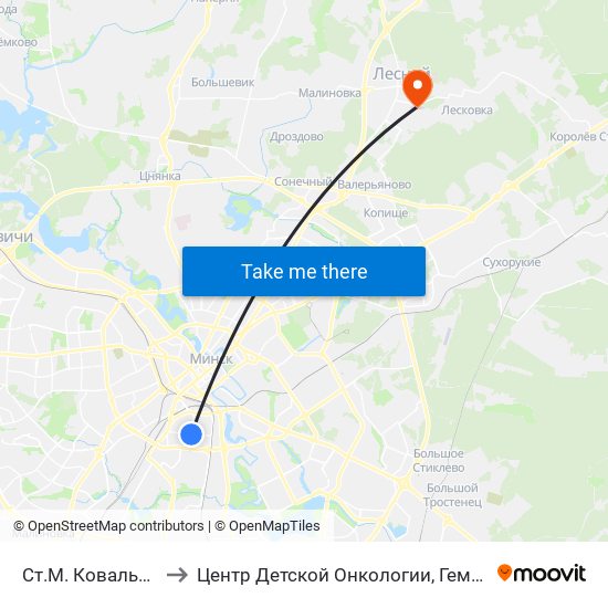 Ст.М. Ковальская Слобода to Центр Детской Онкологии, Гематологии И Иммунологии map