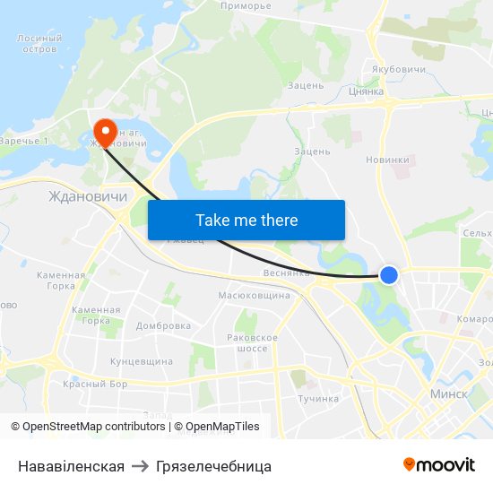 Нававіленская to Грязелечебница map