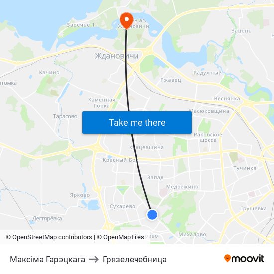 Максіма Гарэцкага to Грязелечебница map