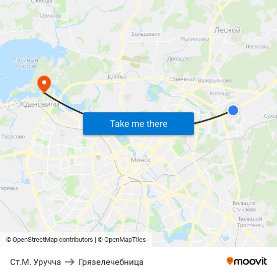 Ст.М. Уручча to Грязелечебница map