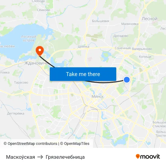 Маскоўская to Грязелечебница map