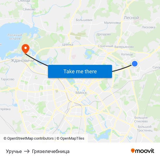 Уручье to Грязелечебница map