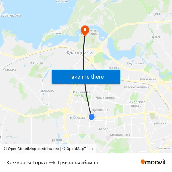 Каменная Горка to Грязелечебница map