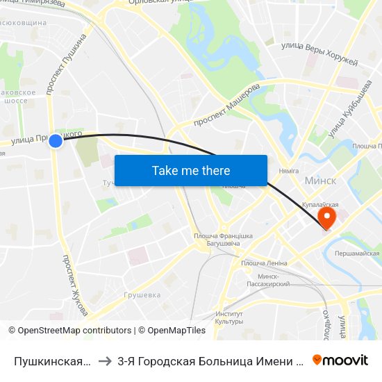 Пушкинская Ст.М. to 3-Я Городская Больница Имени Ев Клумова map