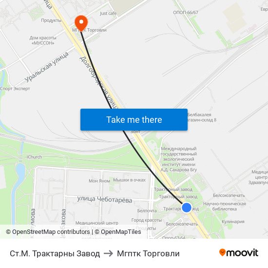 Ст.М. Трактарны Завод to Мгптк Торговли map