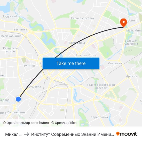 Михалово to Институт Современных Знаний Имени Широкова map