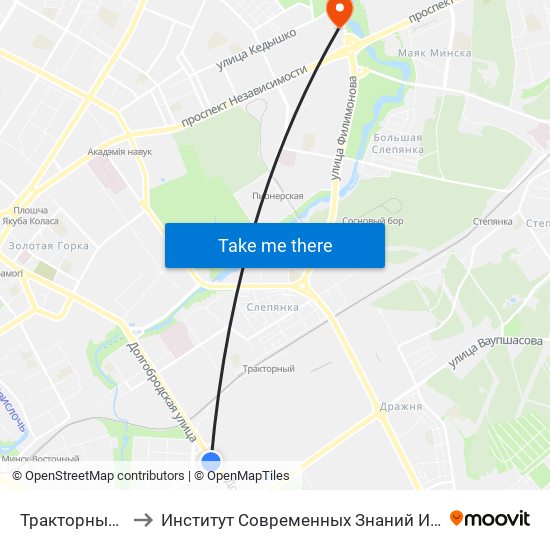 Тракторный Завод to Институт Современных Знаний Имени Широкова map