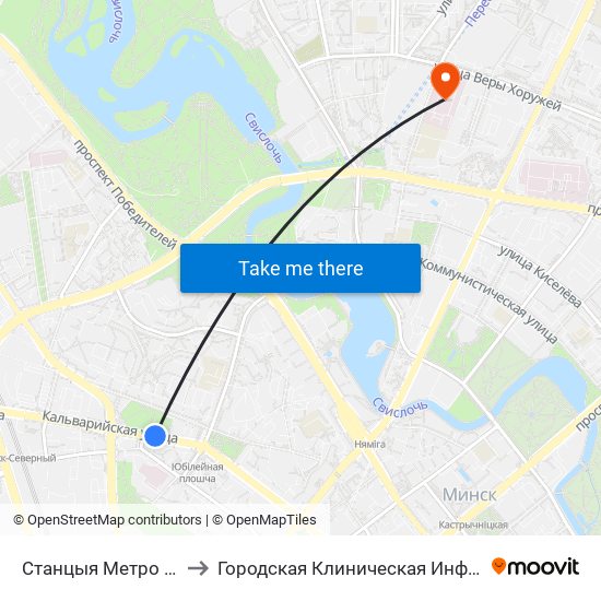 Станцыя Метро Фрунзенская to Городская Клиническая Инфекционная Больница map