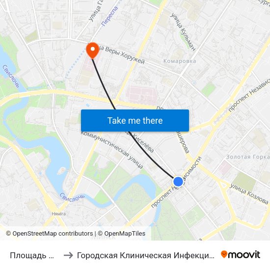Площадь Победы to Городская Клиническая Инфекционная Больница map