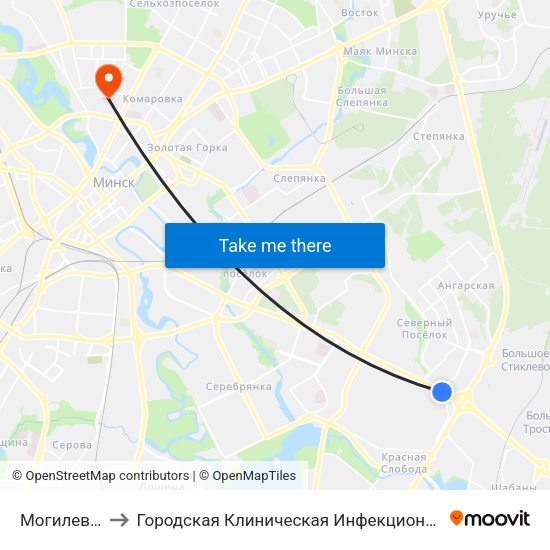 Могилевская to Городская Клиническая Инфекционная Больница map