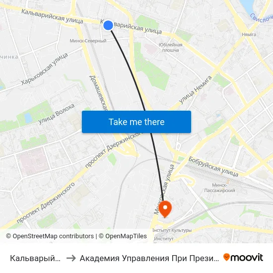 Кальварыйская to Академия Управления При Президенте Рб map