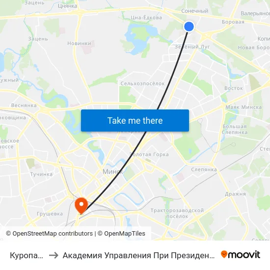 Куропаты to Академия Управления При Президенте Рб map