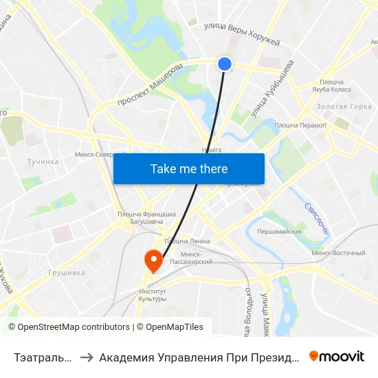 Тэатральная to Академия Управления При Президенте Рб map