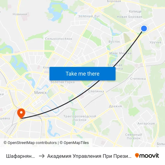 Шафарнянская to Академия Управления При Президенте Рб map