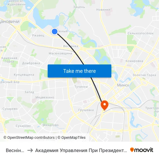 Веснінка to Академия Управления При Президенте Рб map