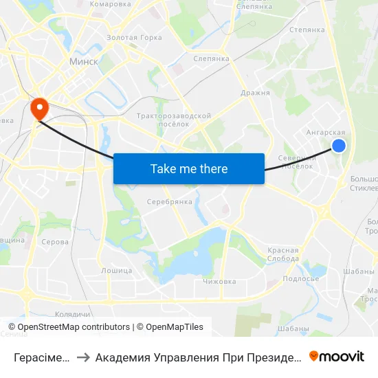Герасіменкі to Академия Управления При Президенте Рб map