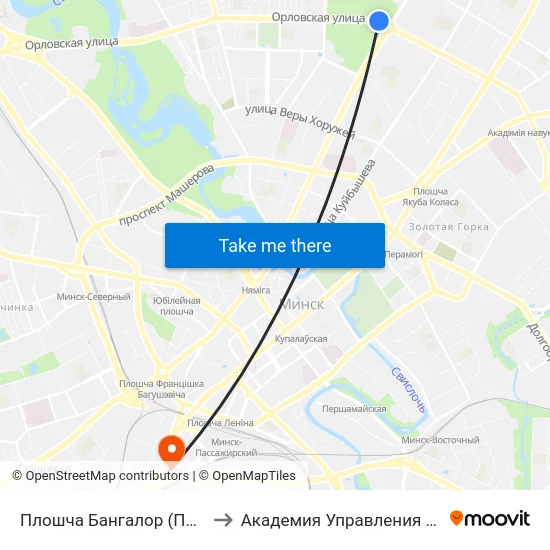 Плошча Бангалор (Площадь Бангалор) to Академия Управления При Президенте Рб map