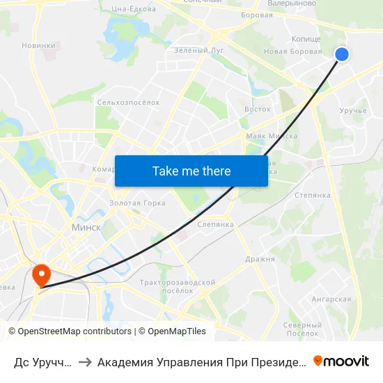 Дс Уручча-4 to Академия Управления При Президенте Рб map
