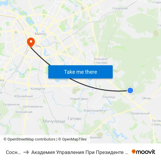 Сосны to Академия Управления При Президенте Рб map