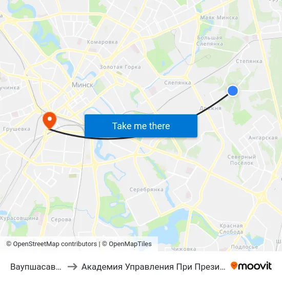 Ваупшасава, 33 to Академия Управления При Президенте Рб map