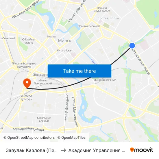 Завулак Казлова (Переулок Козлова) to Академия Управления При Президенте Рб map