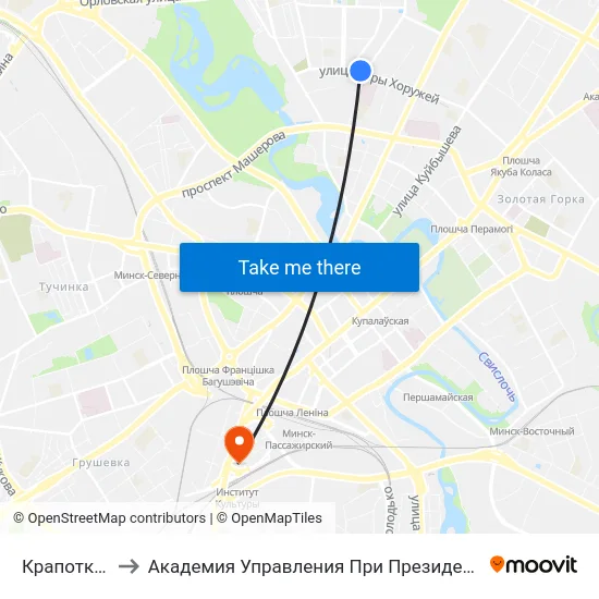 Крапоткіна to Академия Управления При Президенте Рб map