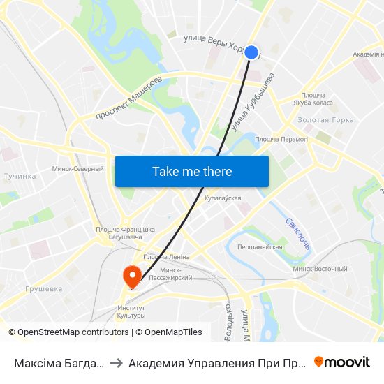 Максіма Багдановіча to Академия Управления При Президенте Рб map