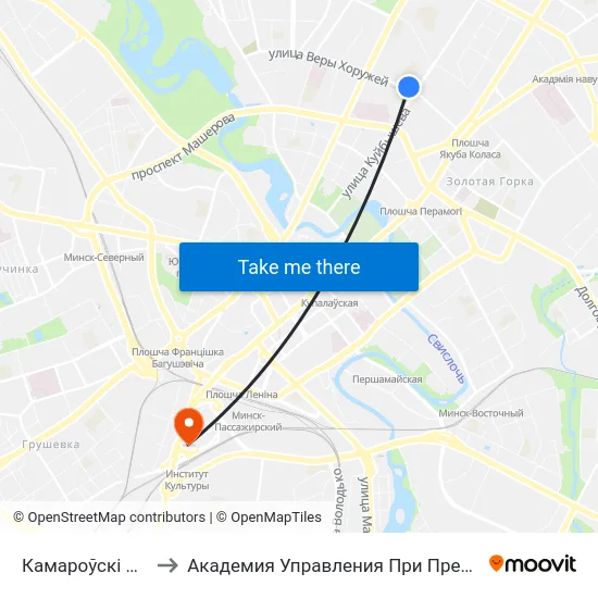 Камароўскі Рынак to Академия Управления При Президенте Рб map