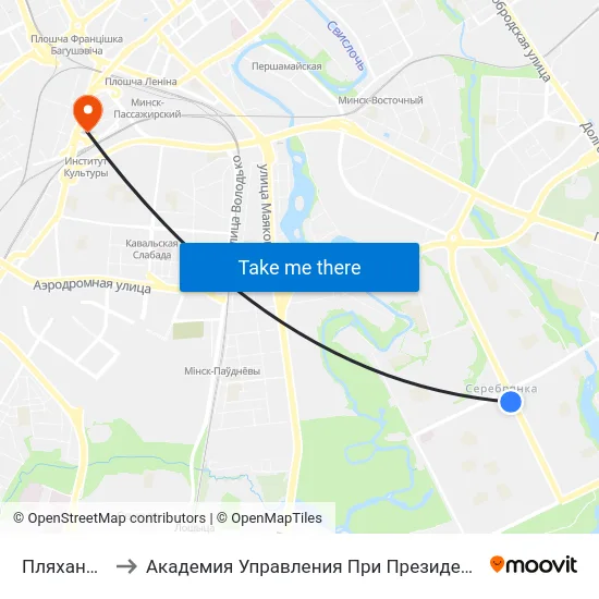 Пляханава to Академия Управления При Президенте Рб map