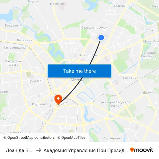 Леаніда Бяды to Академия Управления При Президенте Рб map