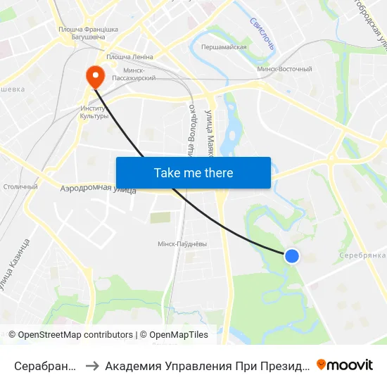 Серабранка-9 to Академия Управления При Президенте Рб map